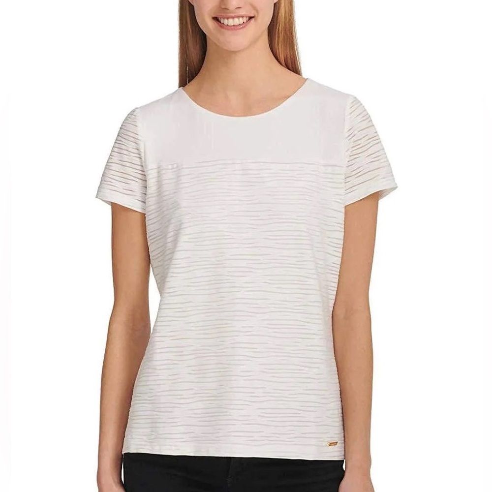 NWT | 449 Calvin Klein| Beautiful Flattering Women's Stretch Textured Shirt Top
